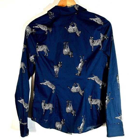 Modcloth Zebra A New Classic Button Up Top Womans Small Novelty Career Work - Picture 3 of 10